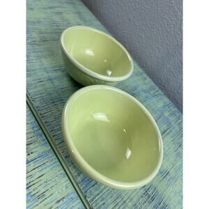 2 Nikko Optimum Woodbury Green Embossed Cereal Soup Bowls Japan